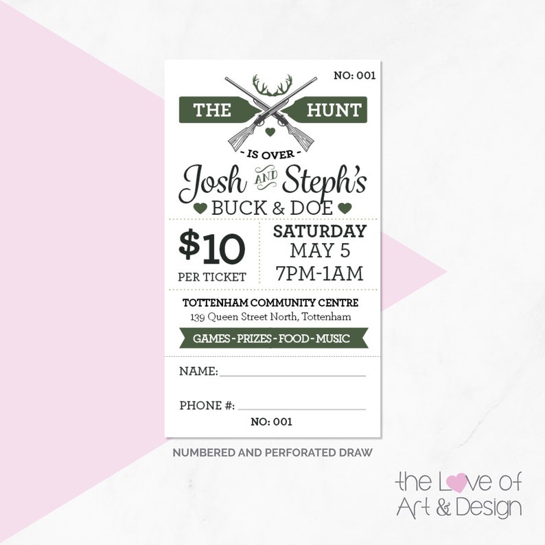 Jack and Jill Tickets Buck and Doe Stag and Doe Raffle Etsy Canada
