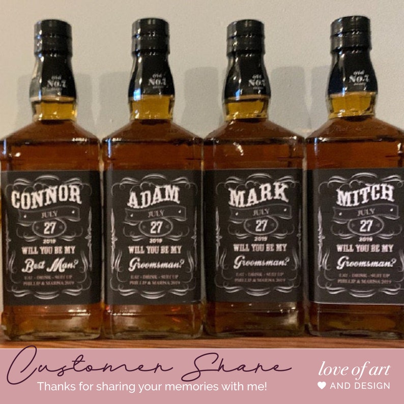 Groomsmen Proposal Label Will You Be My Groomsman Best Man Best Man Gift Groomsman Gift Liquor Labels image 4