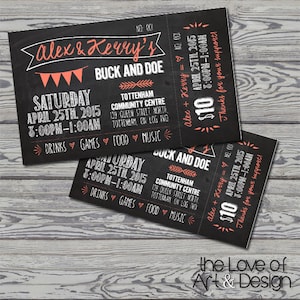 Jack und Jill Tickets - Buck and Doe - Hirsch und Doe Tombola Tickets - Custom Tickets - Hochzeit Fundraiser - Verlobungsparty - Draw Ticket
