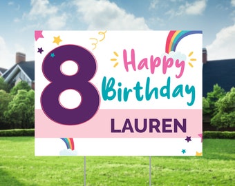 Birthday Lawn Sign - Personalized Birthday Yard Sign - Birthday Yard Decorations - Outdoor - Birthday Girl - Purple Party - Party Yard Sign