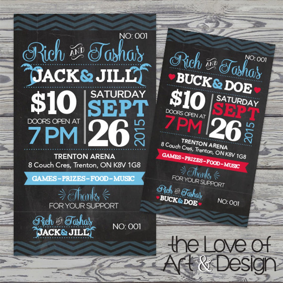 Jack and Jill Tickets - Buck and Doe - Stag and Doe Raffle Tickets ...