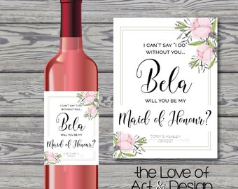 Bridesmaid Proposal Label - Wine Label - Bridesmaid Wine Bottle Label - Will You Be My Bridesmaid - Bridesmaid Gift