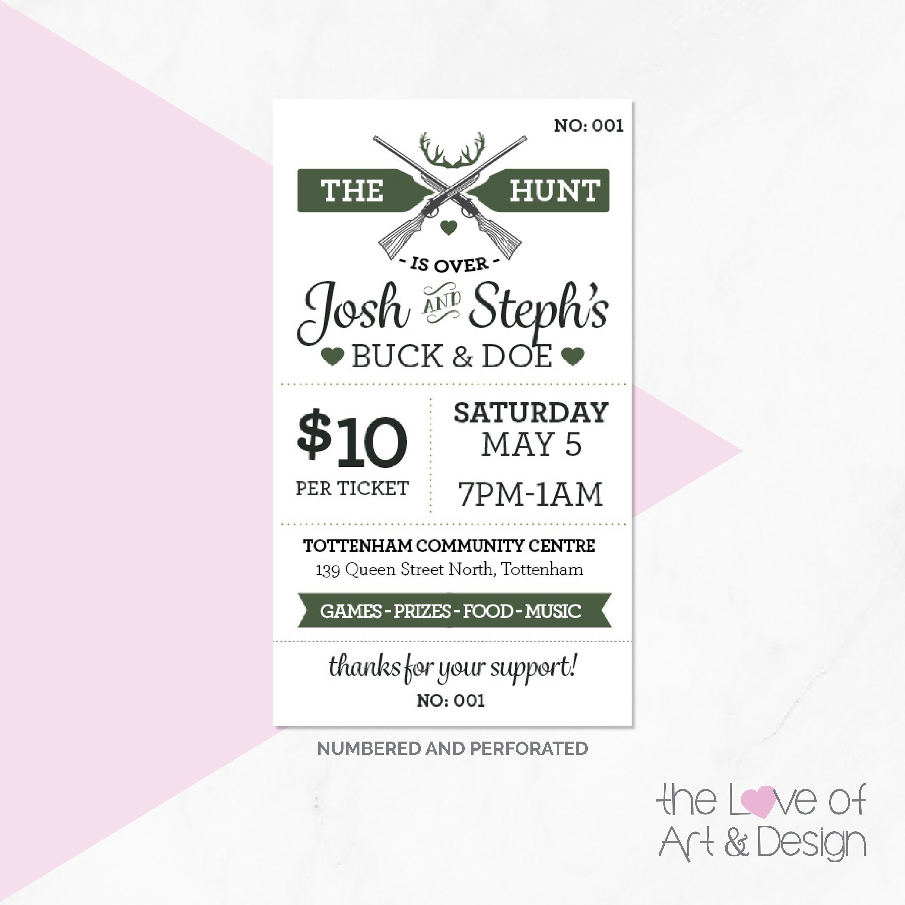 Stag Raffle Sign Jack and Jill Tickets - Buck and Doe - Stag and Doe Raffle - Tickets ...