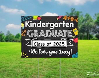 2026 Grad Sign - Kindergarten Graduation Lawn Sign - Grad Party Sign - Proud Graduate - Last Day of School - PreSchool Grad - Pre-k Kinder