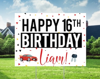 16th Birthday Sign - Milestone Birthday Decor - Lawn Sign - Yard Sign - Personalized Birthday Sign - Outdoor Birthday - Surprise Party
