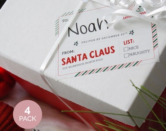 Santa Claus Gift Stickers - North Pole Delivery Sticker - Holiday Gift - Personalised Christmas Labels - North Pole Labels - Naughty Nice
