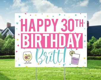 30th Birthday Sign - Birthday Lawn Sign - Yard Sign - Drive by Birthday - Indoor Outdoor Birthday - Birthday Parade