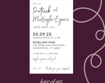 Jack and Jill Tickets - Buck and Doe - Stag and Doe Raffle Tickets - Modern Invite - Wedding Fundraiser - 50/50 Tickets - Event Tickets