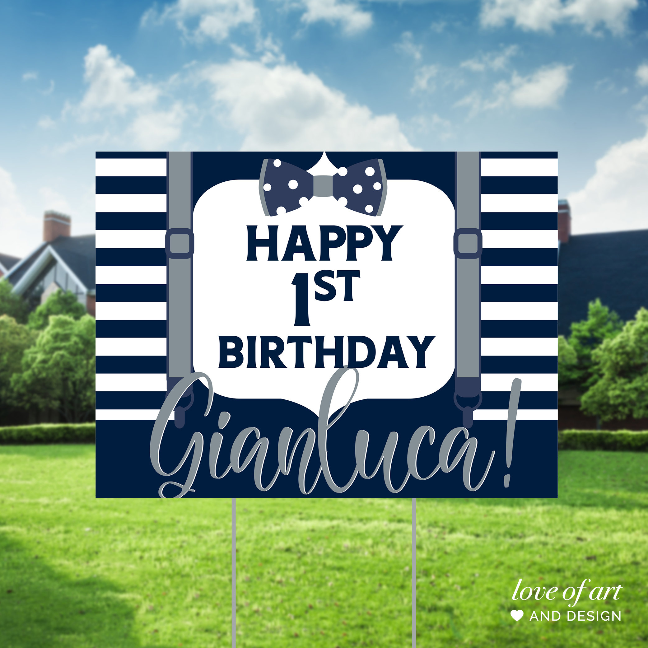 1st Birthday Yard Sign Blue 1st Birthday Yard Sign Blue
