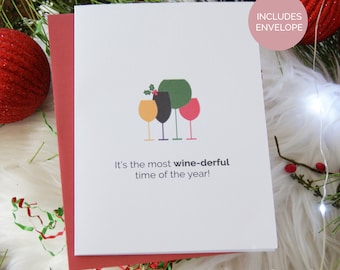 Funny Christmas Holiday Greeting Card -  Christmas - Holiday Cards - Pun Greeting Card - Wine Christmas Gift- Coworker Holiday Gift
