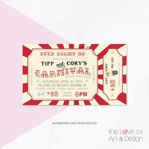 Entradas para Jack y Jill - Buck y Doe - Entradas para la rifa de ciervo y cierva - Carnaval de circo - Recaudación de fondos para bodas - Sorteo 50 50 - Fiesta de compromiso