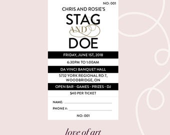 Buck and Doe Tickets -Jack and Jill Tickets - Stag and Doe Tickets - Wedding Fundraiser - Custom Tickets - Prize Draw - Raffle Tickets