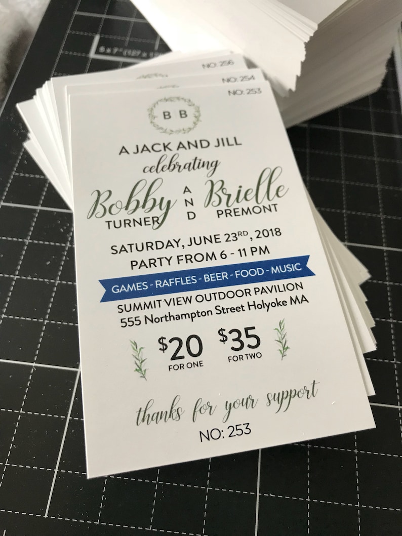 Printed Raffle Buck and Doe Tickets jack and Jill Tickets Etsy Canada