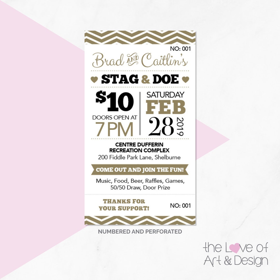 Jack and Jill Tickets Buck and Doe Stag and Doe Raffle Tickets Country