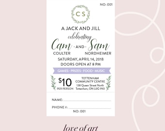 Printed Raffle Buck and Doe Tickets -Jack and Jill Tickets - Stag and Doe Tickets - Wedding Fundraiser - 50/50 - Stag Ticket - Custom Ticket