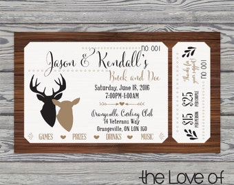 Printed Raffle Buck and Doe Tickets -Jack and Jill Tickets - Stag and Doe Tickets - Wedding Fundraiser - Engagement Party - Custom Tickets