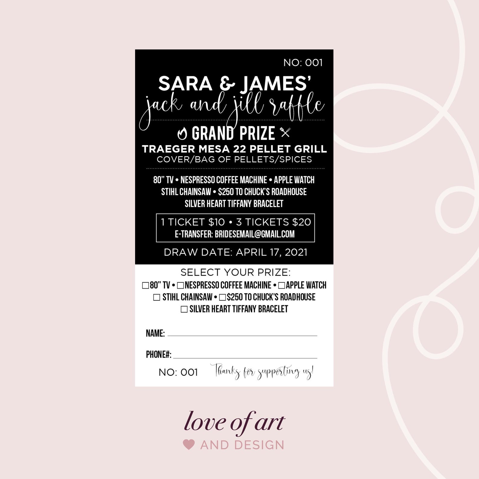 Booze Raffle Ticket Example Stag and Doe Ticket - Jack and Jill Ticket - Multiple Prizes - BBQ ...
