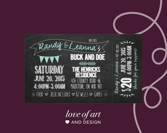 Jack and Jill Tickets - Buck and Doe - Stag and Doe Raffle Tickets - Custom Tickets - Wedding Fundraiser - Engagement Party - Draw Ticket