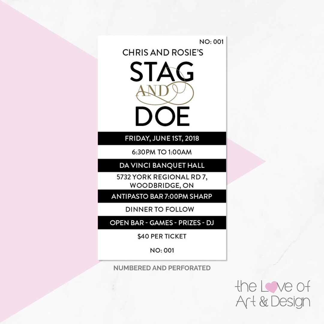 Stag Raffle Sign Buck and Doe Tickets -jack and Jill Tickets - Stag and Doe Tickets ...