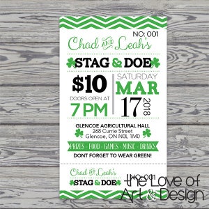 St. Patricks Day - St Patty Raffle Buck and Doe Tickets -Jack and Jill Tickets - Stag and Doe Tickets - Wedding Fundraiser - 50 50 Draw