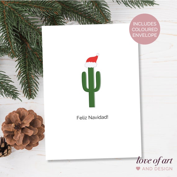 Lustige Feliz Navidad Weihnachtskarte - Cactus Holiday Pun - Etsy.de