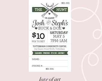 Boletos para Jack and Jill - Buck and Doe - Rifa Stag and Doe - Boletos personalizados - Recaudación de fondos para bodas - Sorteo 50/50 - Boletos para premios de puerta