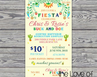 Jack and Jill Tickets - Buck and Doe - Stag and Doe Raffle Tickets - Custom Tickets - Cinco de Mayo - Fiesta Tickets - Wedding Fundraiser