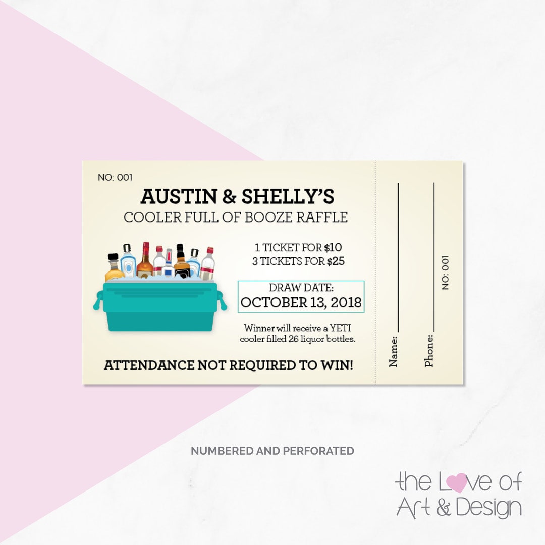 Cooler of Booze Raffle Tickets Cooler Raffle Bucket of Booze Raffle