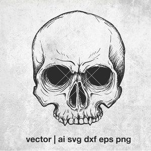 Skull hand drawn svg vector print | skull clipart | printable | laser cut | skull drawing | svg ai eps png dxf cricut