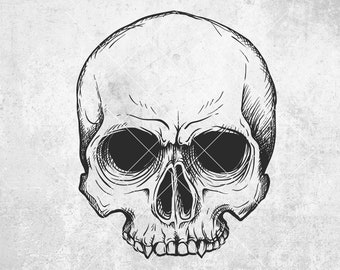 Skull hand drawn svg vector print | skull clipart | printable | laser cut | skull drawing | svg ai eps png dxf cricut