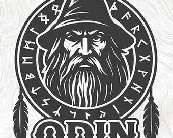 Odin Portrait svg 2 option, Vikings God,  ai eps dxf png files, cut files, cricut, silhouette, glowforge