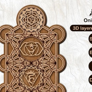 Wektor warstwowych czakr, 3D czakra svg | Sztuka Merkaba | sakralna czakra Metatrona | geometria sakralna | svg ai eps dxf | plik do cięcia