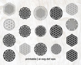 Flower of life Vector, Flower of life svg | Flower of life laser cut | svg ai eps dxf Flower of life Cricut |  Laser cut Wall art