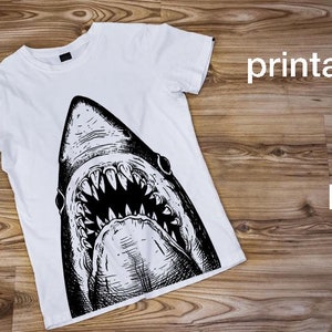 Shark SVG, Jaws Shirt Design Print, Shark Week, Ocean Surfing Clipart, Beach Sublimation png, Cricut files, Laser Cut EPS DXF image 3