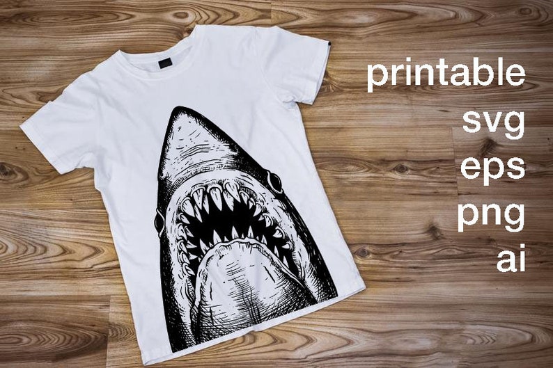 Shark SVG, Jaws Shirt Design Print, Shark Week, Ocean Surfing Clipart, Beach Sublimation png, Cricut files, Laser Cut EPS DXF image 3