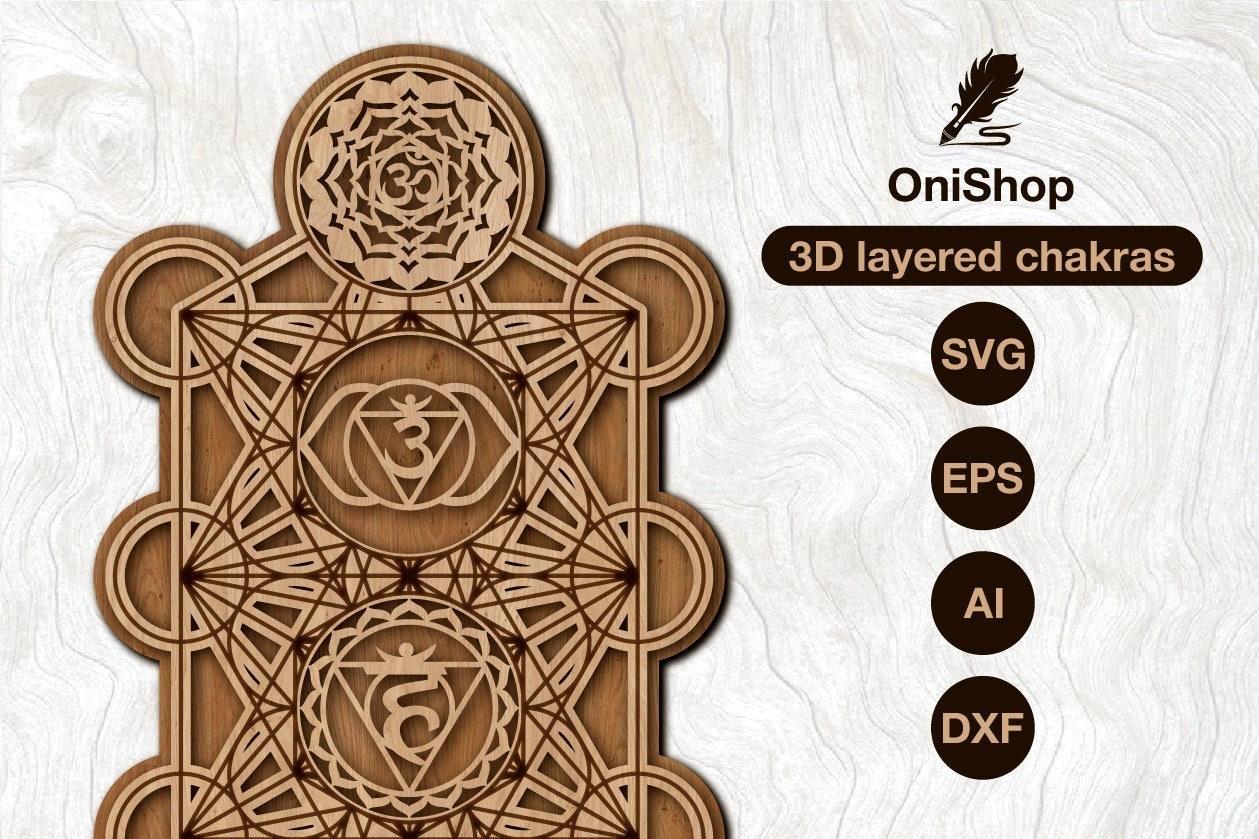 Layered Chakras Vector, 3D Chakra Svg | Merkaba Art | Sacral 