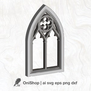 Gothic Window  Layered SVG, 3D church window vector DXF, Cathedral Window, svg ai eps dxf, cut file, silhouette svg