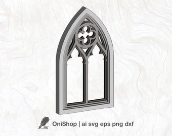 Gothic Window  Layered SVG, 3D church window vector DXF, Cathedral Window, svg ai eps dxf, cut file, silhouette svg