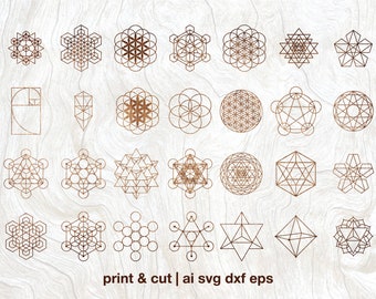 Sacred geometry svg bundle, 20 sacred symbols, geometry mandala, svg ai eps dxf png files, Cut files, Cricut, Silhouette, Glowforge