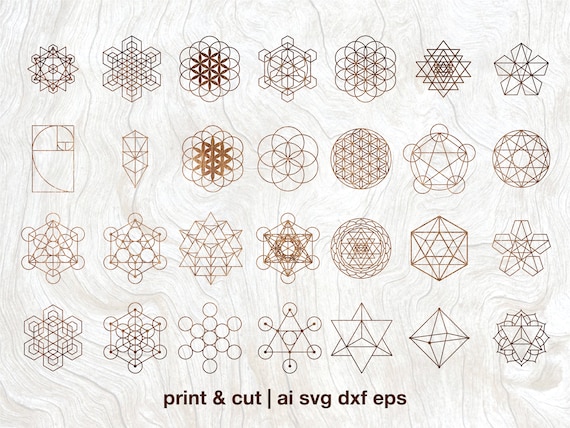 Sacred geometry svg bundle, 28 sacred symbols, geometry mandala, svg ai eps dxf png files, Cut files, Cricut, Silhouette, Glowforge