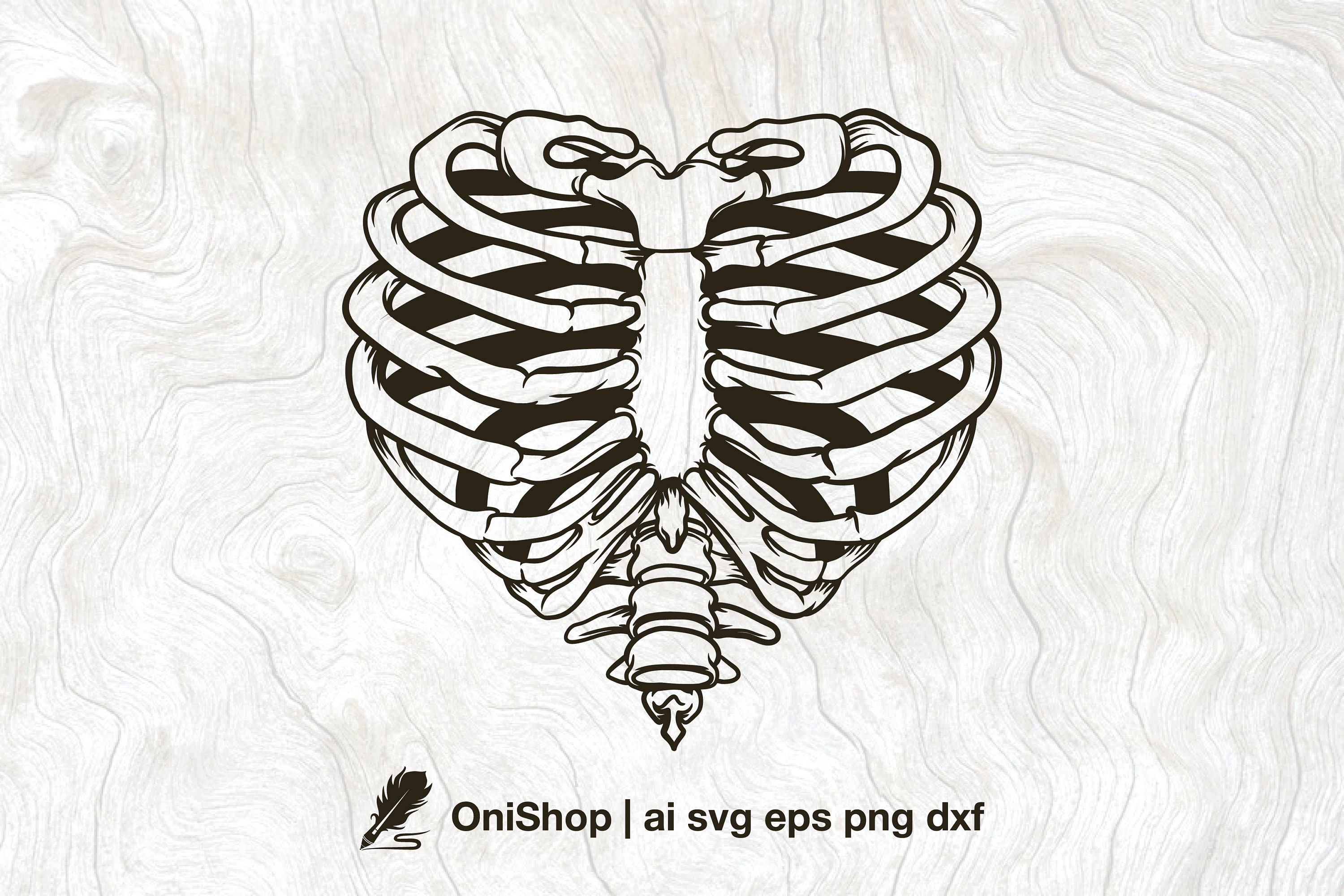 Skeleton Rib Heart Svg Bundle, 6 Options , Rib Cage Heart, Heart ...