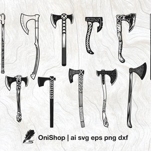 Viking axe svg 13 options pack, viking battle axe, viking symbol ai eps dxf png files, Cut files, Cricut, Silhouette, Glowforge