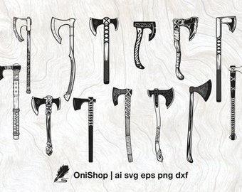 Viking axe svg 13 options pack, viking battle axe, viking symbol ai eps dxf png files, Cut files, Cricut, Silhouette, Glowforge