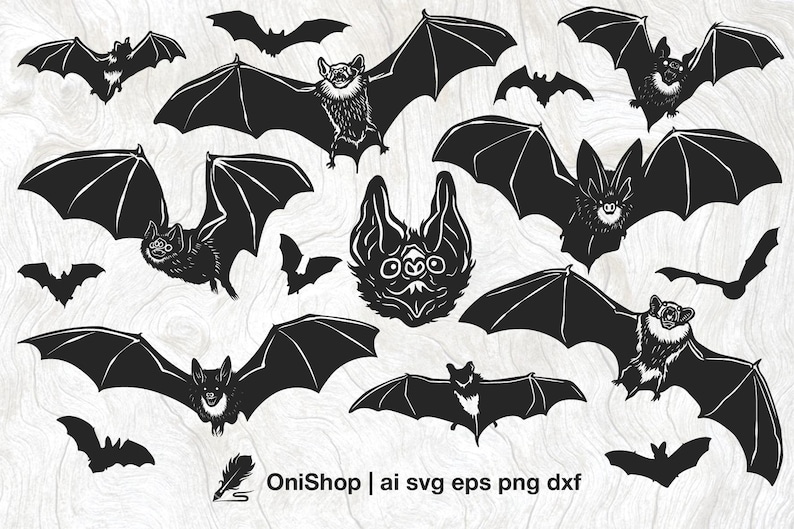 Random Bat Design Bat SVG Bundle, Bat Vector Pack, Bat Laser Cut, Ai Eps Dxf Files, Bat ...
