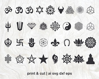 sacral symbols Sudarsana Chakra Vector digital print | printable | svg ai eps png jpg lotus cutable budha pentagram om diamond feather