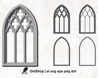 Gothic Window  Layered SVG, 3D church window vector DXF, Cathedral Window, svg ai eps dxf, cut file, silhouette svg