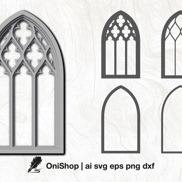 Gothic Window  Layered SVG, 3D church window vector DXF, Cathedral Window, svg ai eps dxf, cut file, silhouette svg