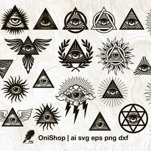 Eye of providence svg bundle, 27 options all seeing eye pack,  eye set, Religious ai eps dxf png, Cut files, Cricut, Silhouette, Glowforge