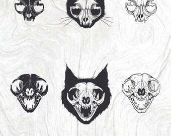 Vinny Cat on skull/立体アート Cat on Skull - SEREV3D – High-Quality STL & 3MF 3D Print