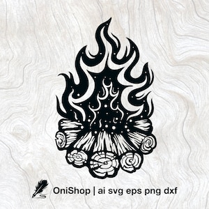 Campfire svg, bonfire vector, camping laser cut clipart, Van Life svg, stake cricut, fire wall art, forest svg ai eps dxf png files